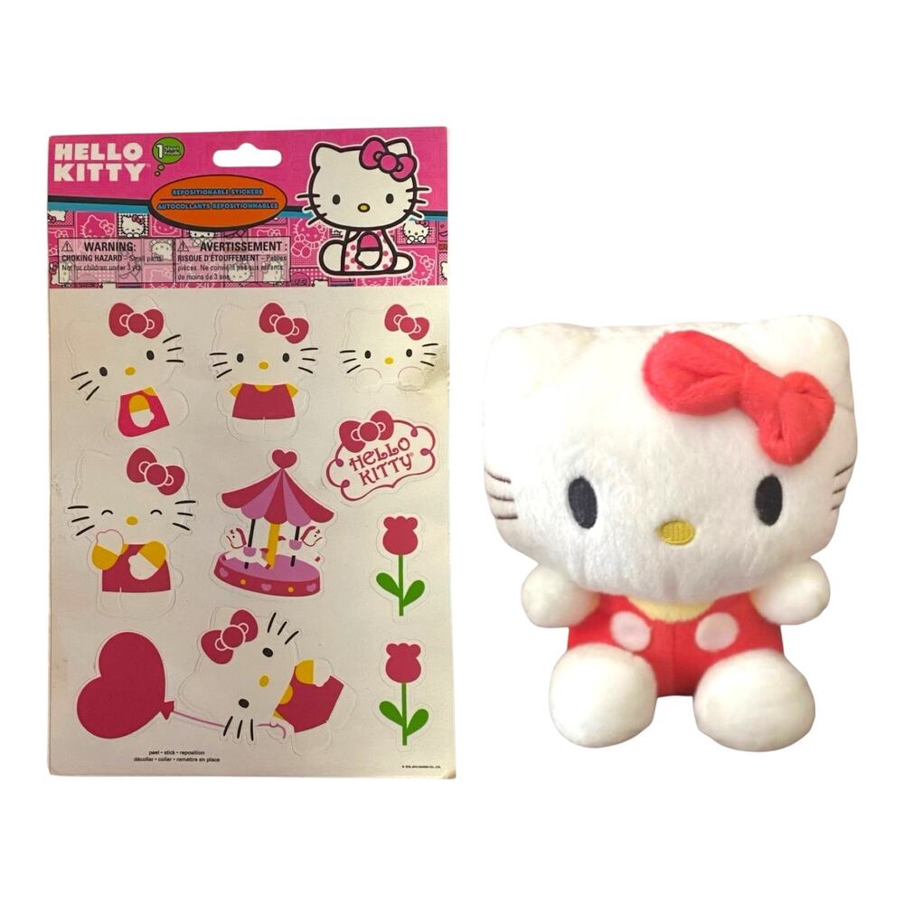 Hello Kitty Plush Toy & Wall Decals Set | Cute Gift Idea for Hello Kitty Fans